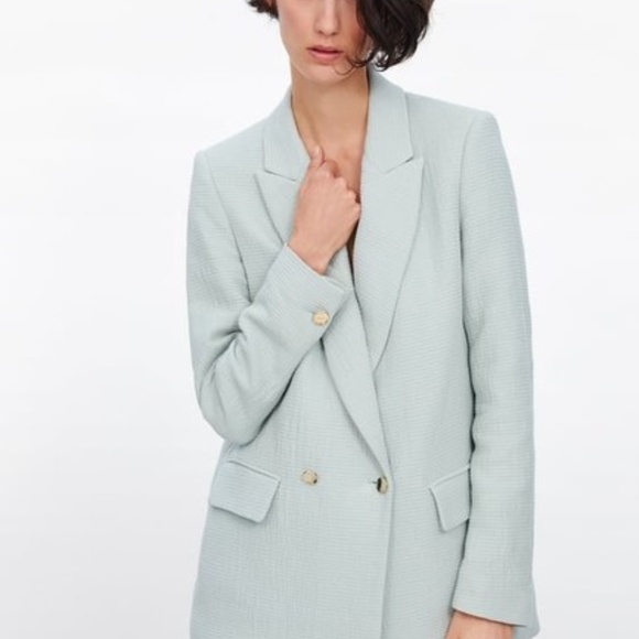 Zara - Texture Weave Blazer Jacket & Shorts (Mint) - Picture 4 of 7